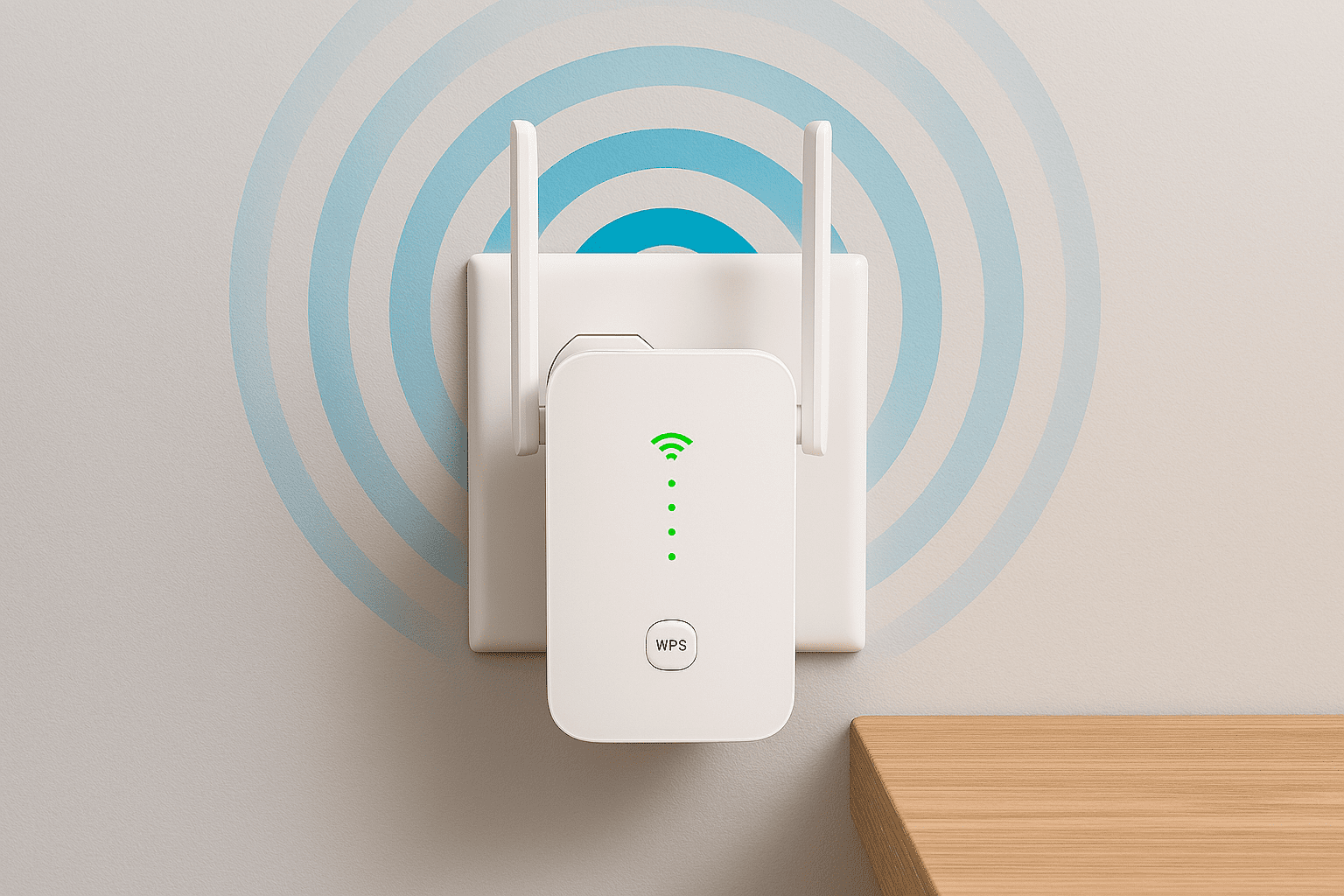 TP-Link WiFi extender plugged into wall outlet for small business dead zone coverage