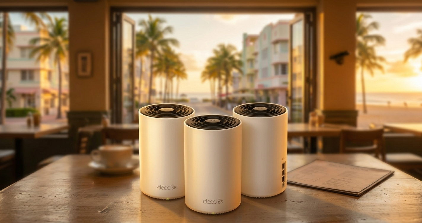TP-Link Deco XE75 mesh WiFi system nodes for small business